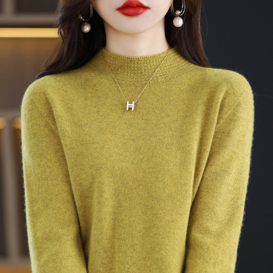 Damen Leichter Feinstrick-Mockneckpullover mit strukturierter Kragenblende Shop Nory