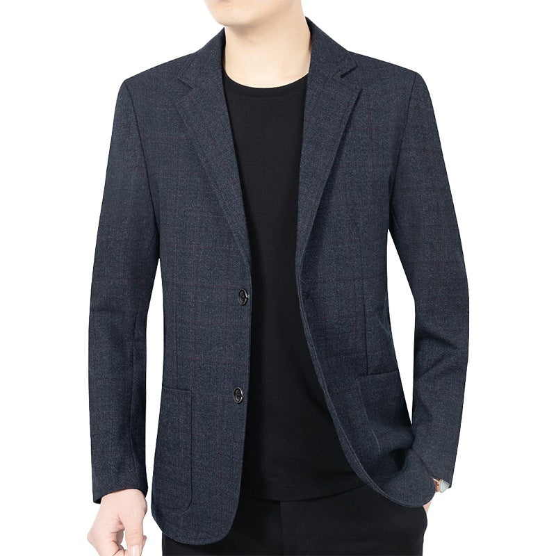 Herren Karierter halbstrukturierter Casual-Blazer aus Wollmix mit aufgesetzten Taschen Shop Nory