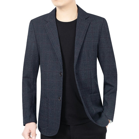 Herren Karierter halbstrukturierter Casual-Blazer aus Wollmix mit aufgesetzten Taschen Shop Nory