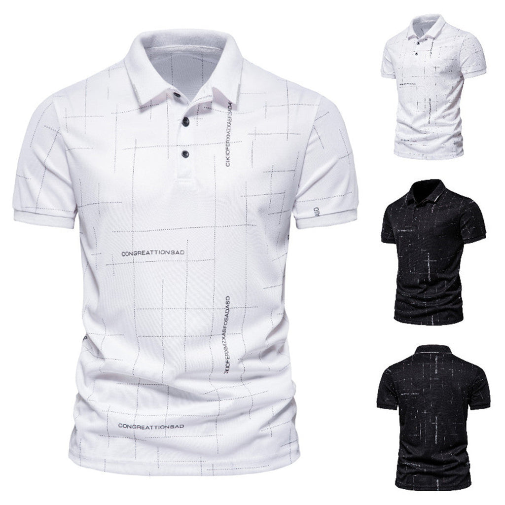 Herren Poloshirt mit modernem grafischen Druck und atmungsaktiven Eigenschaften
