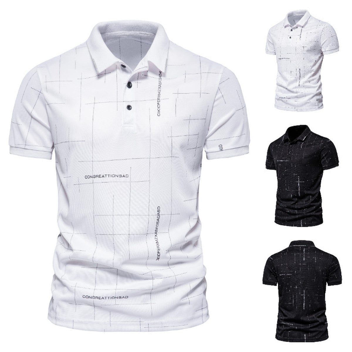 Herren Poloshirt mit modernem grafischen Druck und atmungsaktiven Eigenschaften