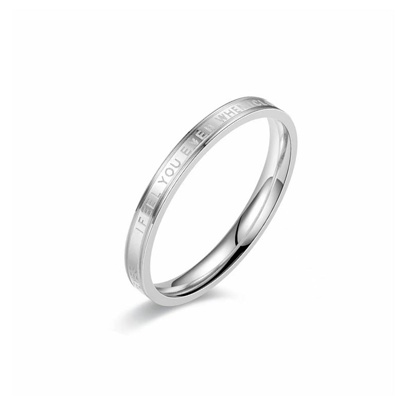 Damen Ring mit eingraviertem Liebesschriftzug und glänzender Oberfläche Shop Nory