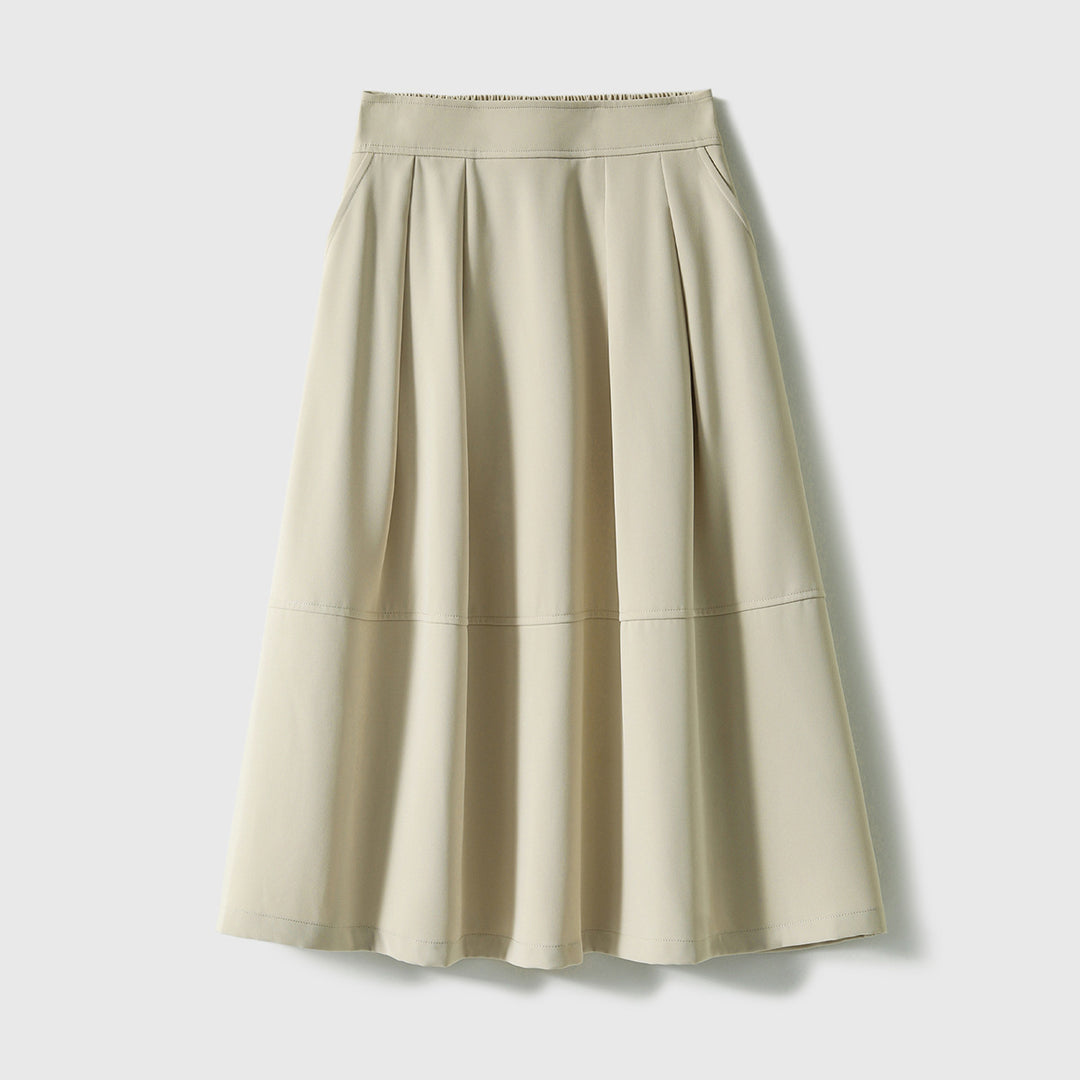 Damen Eleganter Midirock mit Falten und hohem Bund Shop Nory