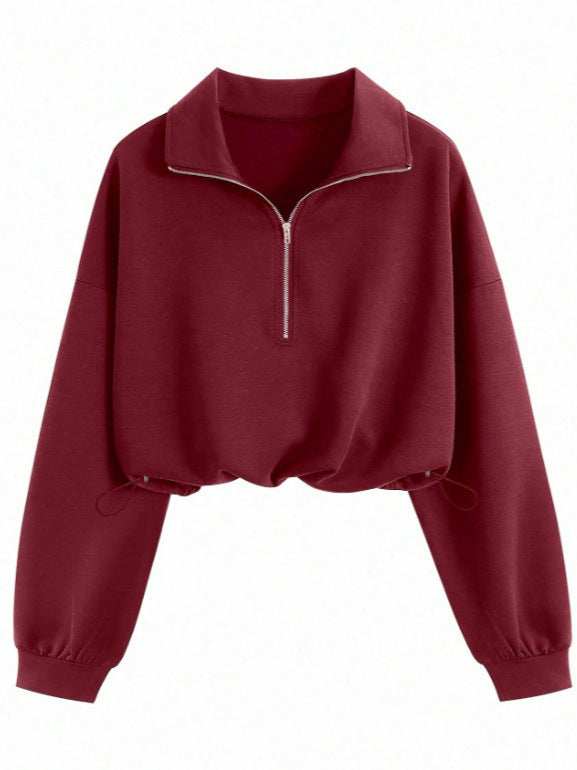 Damen Kurz geschnittenes Halbzip-Sweatshirt im Oversize-Schnitt mit Tunnelzug Shop Nory