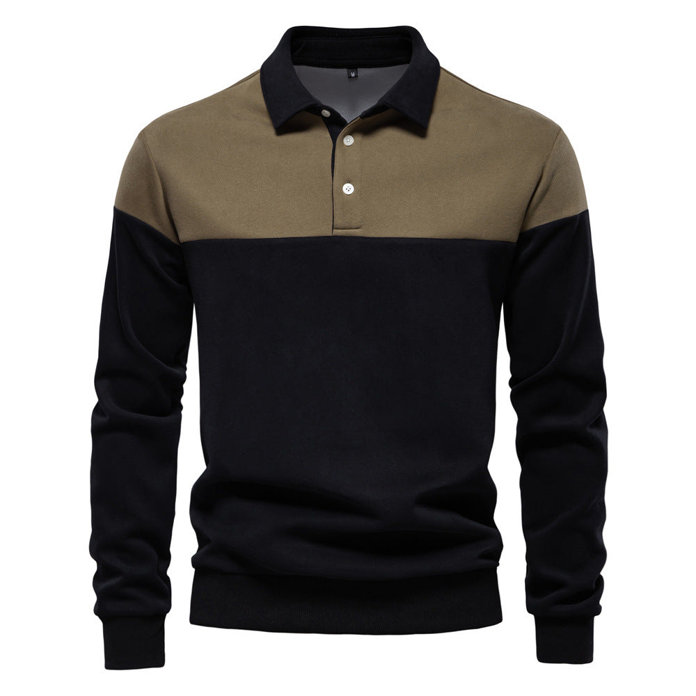 Herren Langarm Poloshirt mit modernen Farbapplikationen und hochwertigem Stoff