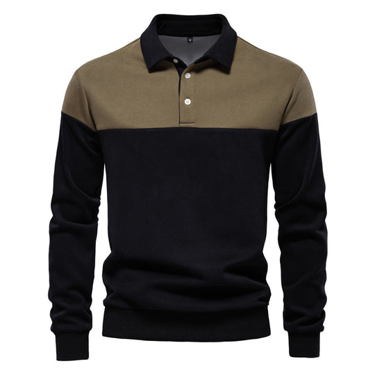 Herren Langarm Poloshirt mit modernen Farbapplikationen und hochwertigem Stoff