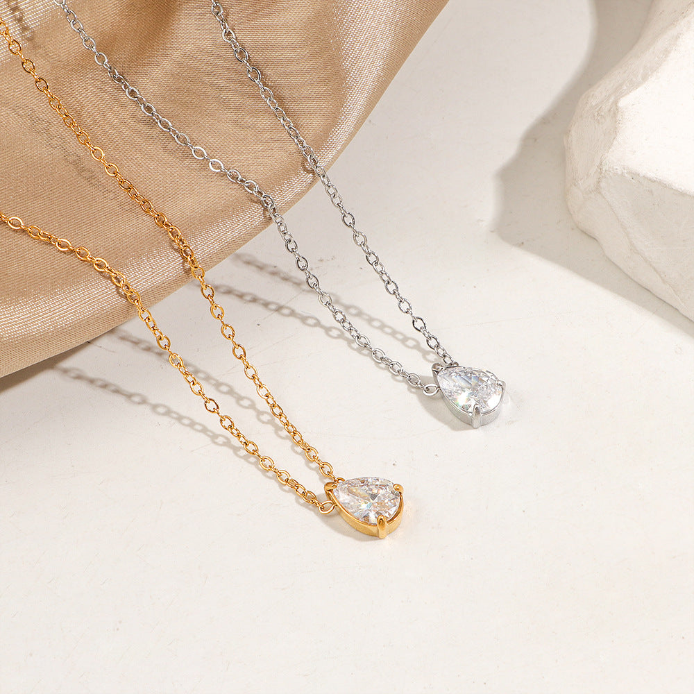 Damen Pear-Shaped Crystal Pendant Necklace Shop Nory