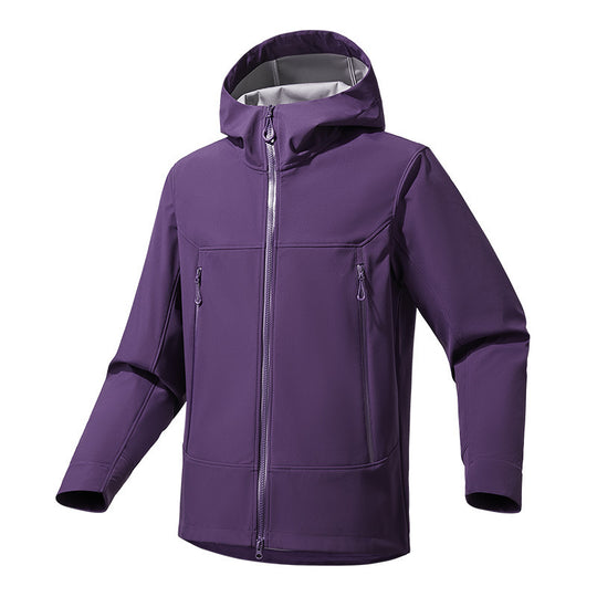 Herren Softshell‑Kapuzenjacke mit Stretch, wind- und wasserabweisender Membran und Zwei‑Wege‑Reißverschluss Shop Nory