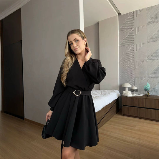 Damen Wickelkleid mit tailliertem Herzgürtel und voluminösem Swing-Rock Shop Nory