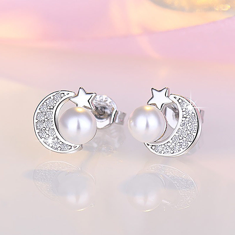 Damen Ohrstecker mit kunstvollem Mond- und Sternendesign Shop Nory