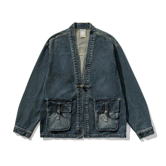 Damen Modische Denim Jacke mit Taschen