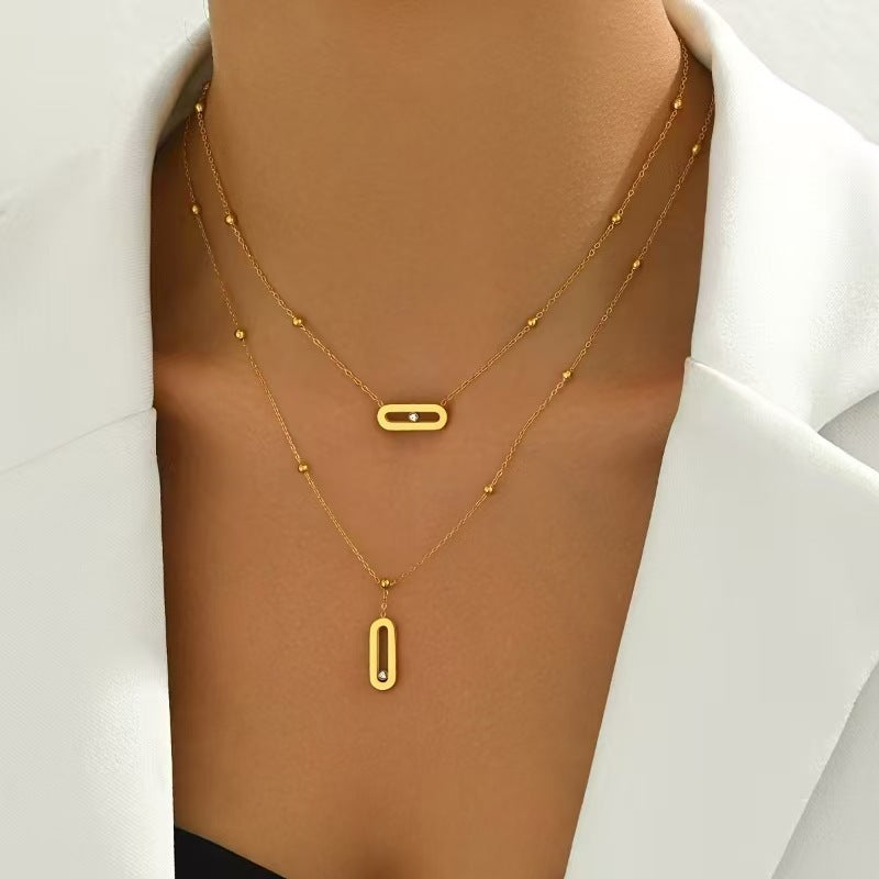 Damen Halskette mit modernem Oval- und Zirkonia-Anhänger Shop Nory