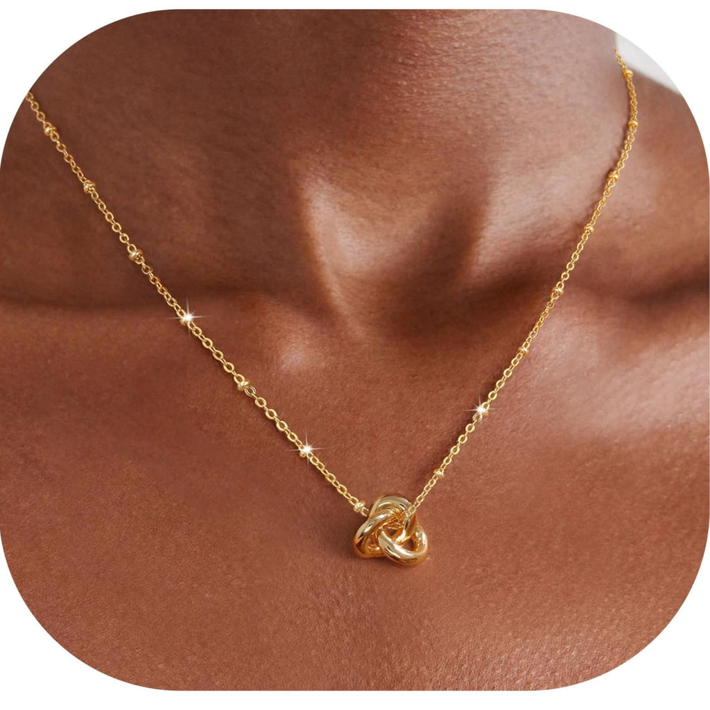 Damen Halskette mit anmutigem Knoten-Design und filigraner Gliederkette Shop Nory