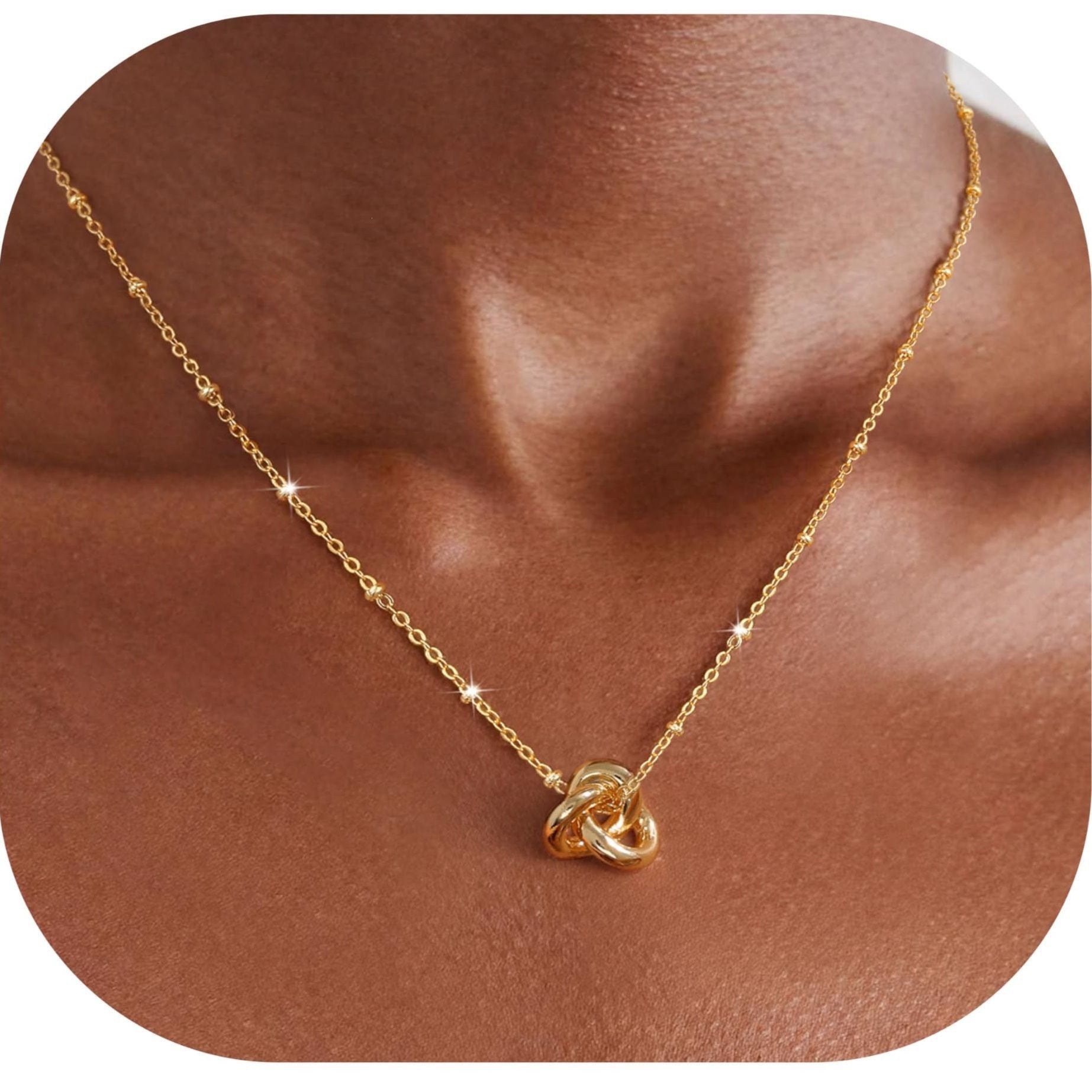 Damen Halskette mit anmutigem Knoten-Design und filigraner Gliederkette Shop Nory