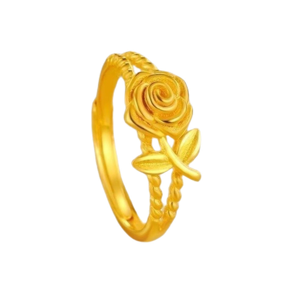 Damen Ring mit floraler Rosengravur Shop Nory