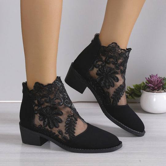 Damen modische Stiefeletten mit aufwendiger Spitzendecke