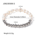 Damen elastisches Perlenarmband mit Edelstahl-Elementen Shop Nory