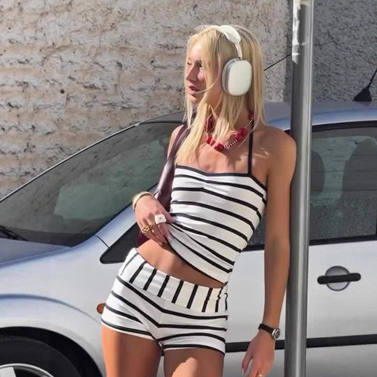 Damen Badeset mit trendy Streifenmuster