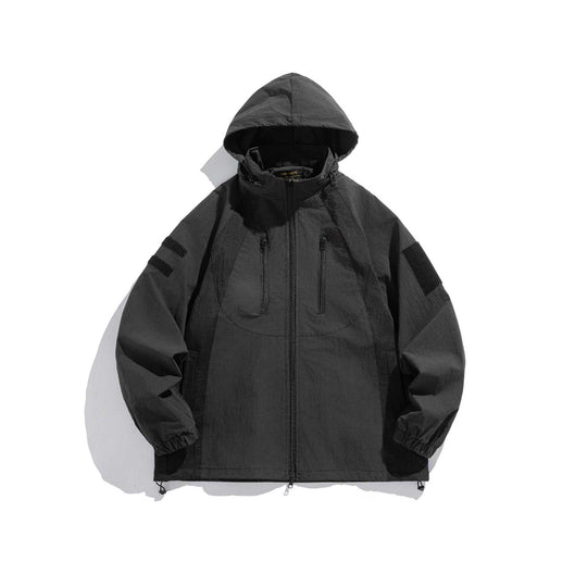 Herren Utility-Kapuzenparka mit verdeckten Reißverschlüssen und Multifunktions-Taschen Shop Nory