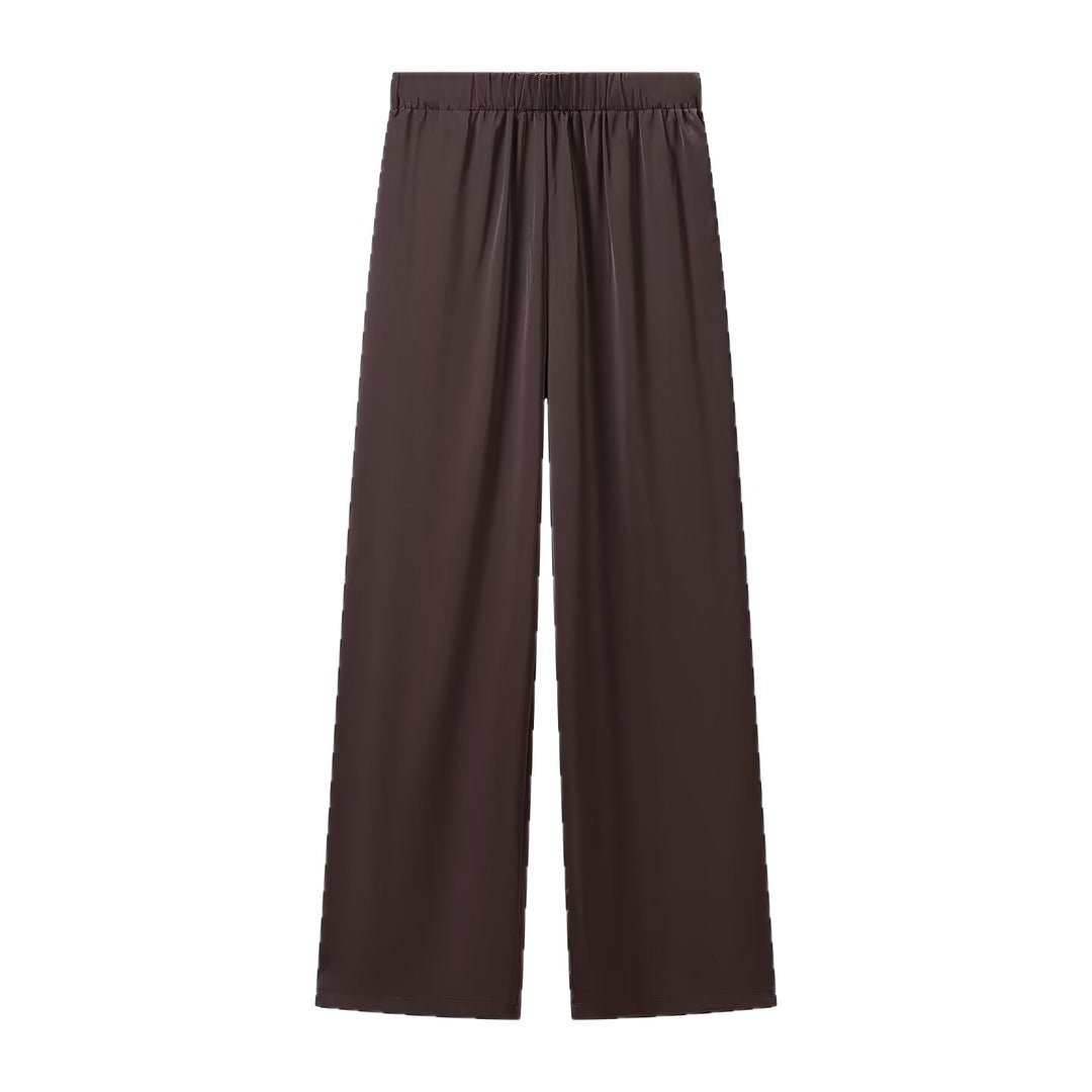 Damen Weite Palazzohose mit elastischem Bund und fließender Satin‑Optik Shop Nory