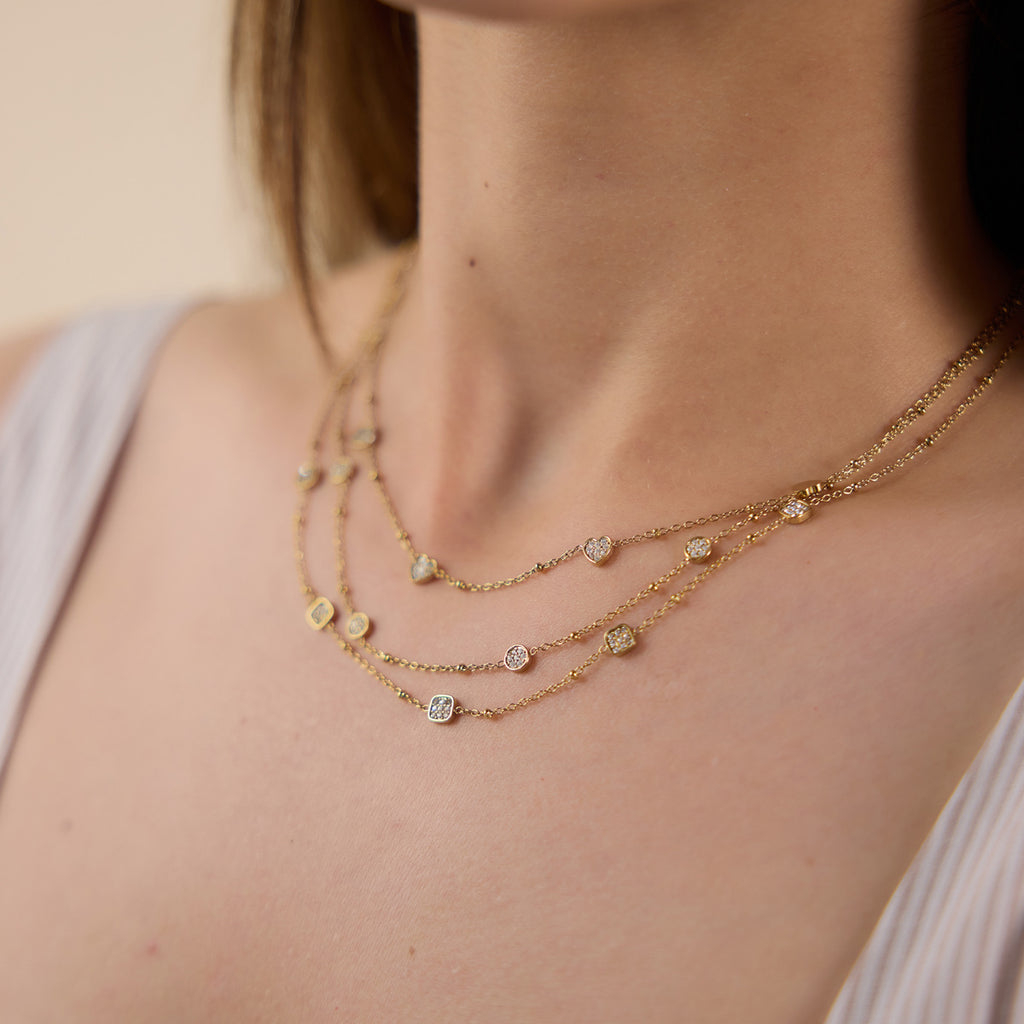 Damen Halskette mit funkelnden Zirkonia und wasserfester Edelstahlverarbeitung Shop Nory