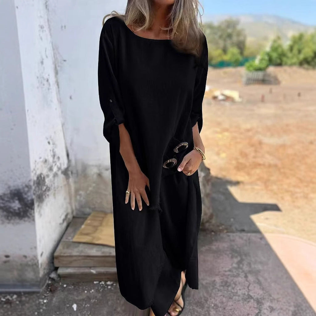 Damen Oversize Strandkleid mit Knopfdetails