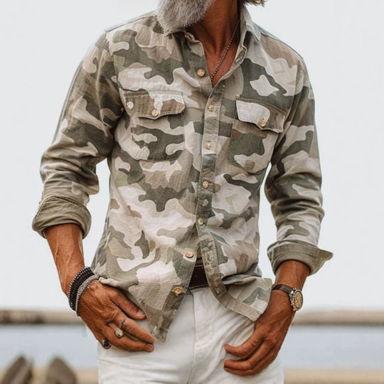 Herren Camouflage-Langarmhemd