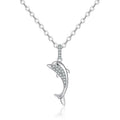 Damen Halskette mit kunstvollem Delfin-Anhänger und funkelnden Zirkonia Shop Nory