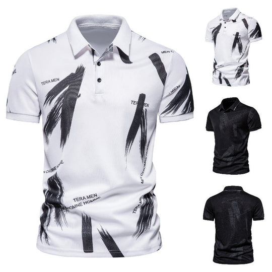 Herren Polo-Shirt mit modernem Grafikdesign und atmungsaktiver Baumwollmischung Shopnory