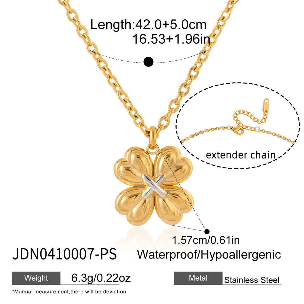 Damen Halskette mit floralen Anhängern aus hypoallergenem Edelstahl Shop Nory