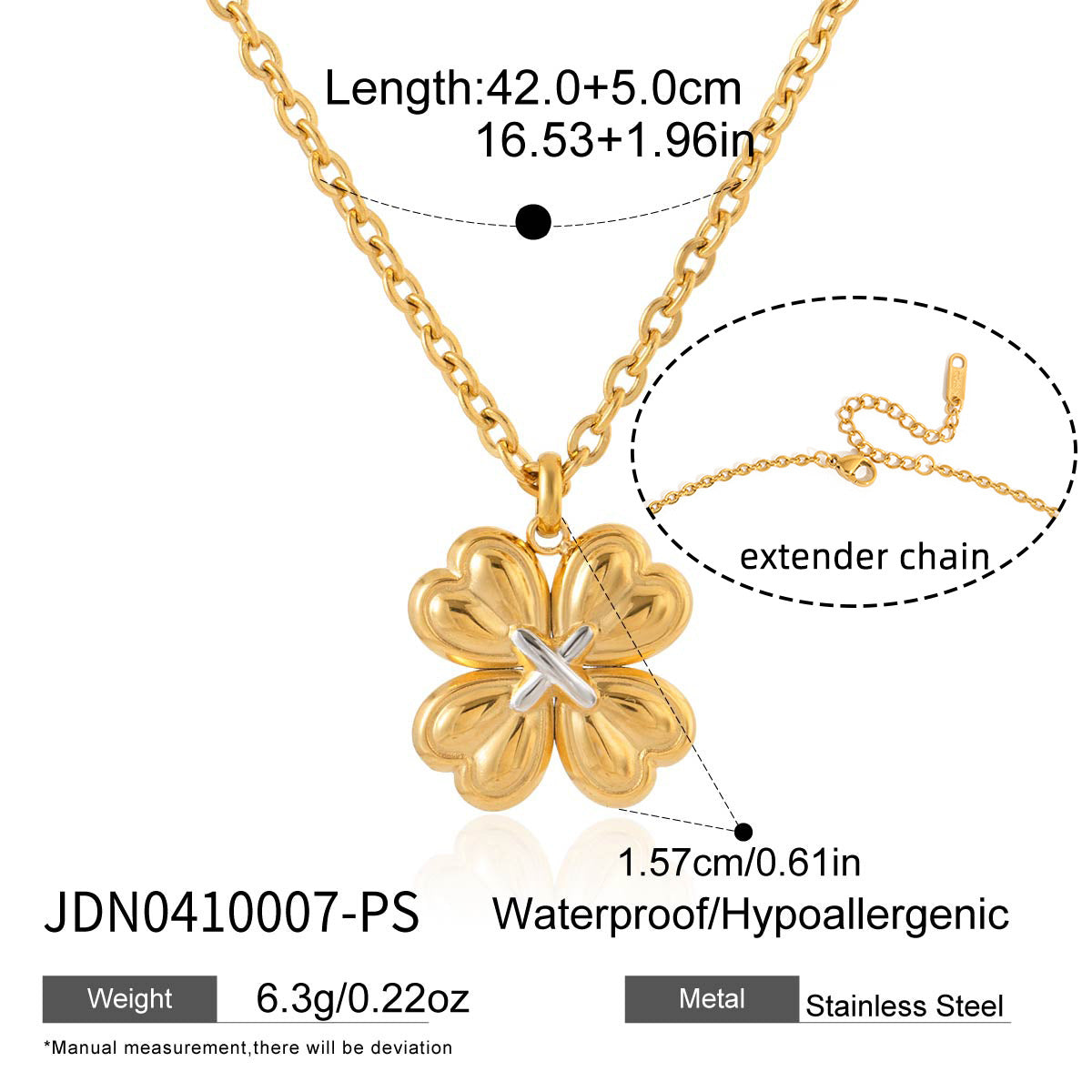 Damen Halskette mit floralen Anhängern aus hypoallergenem Edelstahl Shop Nory