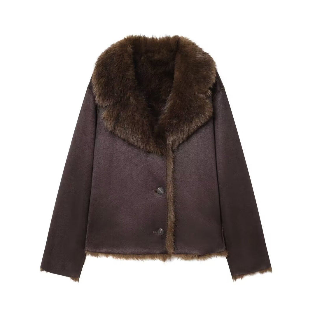 Damen Gekürzter Wollmix-Blouson mit voluminösem Kunstfellkragen Shop Nory