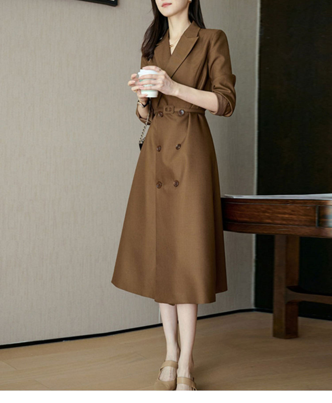 Damen Eleganter Trenchcoat mit doppelter Knopfleiste und Taillengürtel Shop Nory