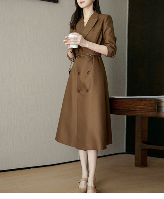 Damen Eleganter Trenchcoat mit doppelter Knopfleiste und Taillengürtel Shop Nory