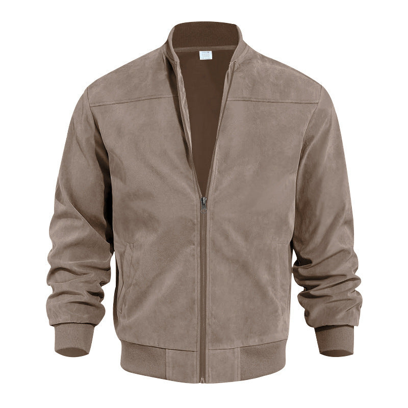 Herren nan Veloursimitation Blouson mit Stehkragen, elastischen Rippbündchen und verdecktem Reißverschluss Shop Nory
