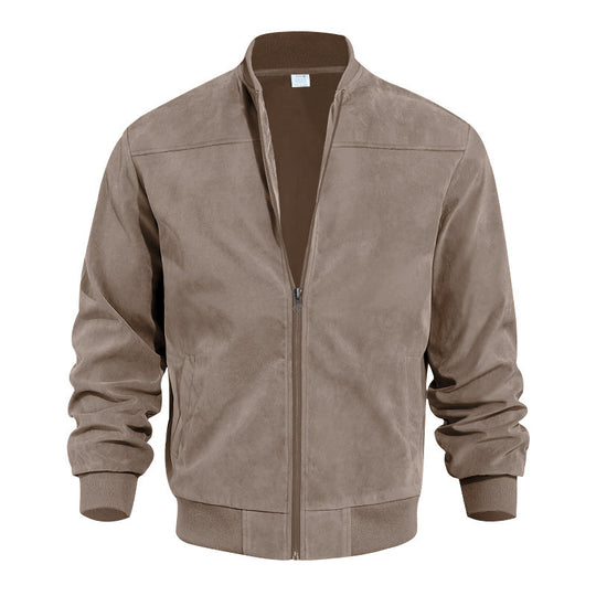 Herren nan Veloursimitation Blouson mit Stehkragen, elastischen Rippbündchen und verdecktem Reißverschluss Shop Nory