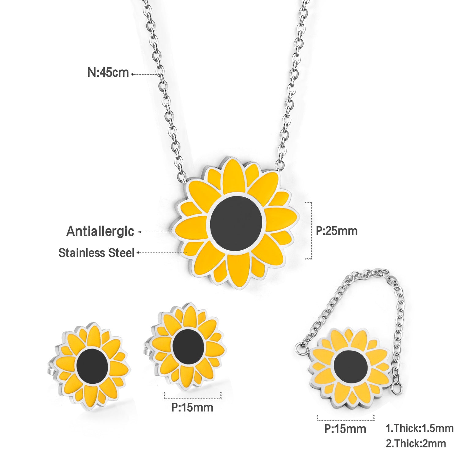 Damen Schmuckset mit floralen Anhängern aus goldplattiertem Edelstahl Shop Nory