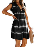 Damen Sommerkleid mit V-Ausschnitt und Rüschenärmel
