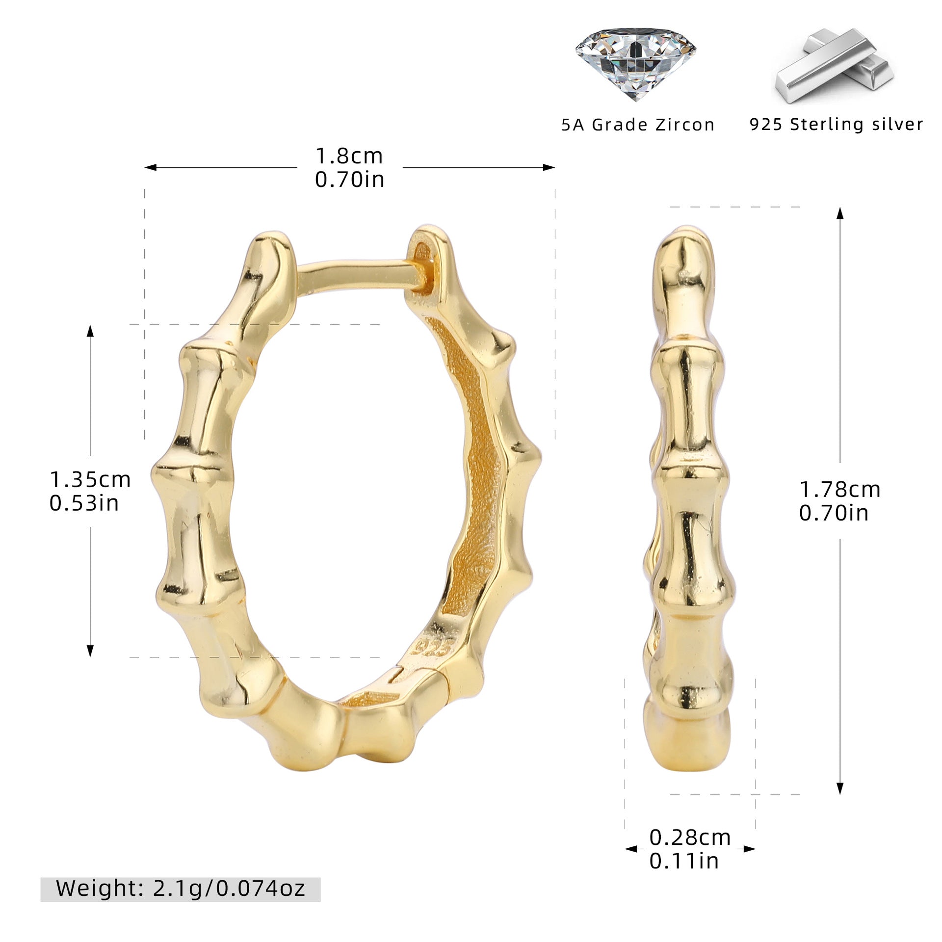 Damen Creolen im Bambusdesign aus hochwertigem 925 Sterling Silber Shop Nory