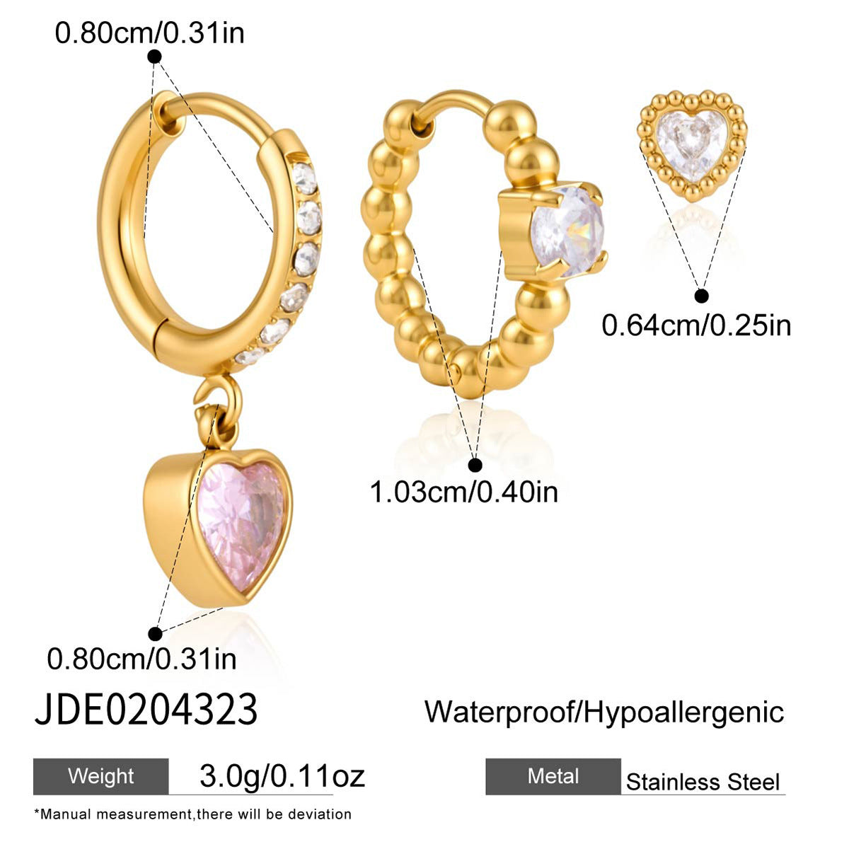 Damen Ohrhänger mit funkelnden Herzanhängern und stylishem Perlendekor Shop Nory