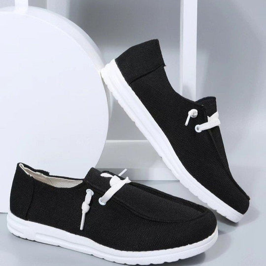 Damen Freizeit-Slip-On Schuhe mit elastischen Schnürdetails und rutschfester Sohle