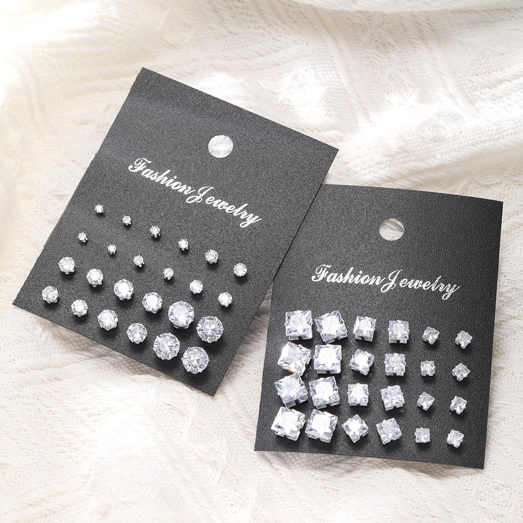 Damen Ohrringe Set mit funkelnden Kristallen und unterschiedlichen Größen Shop Nory