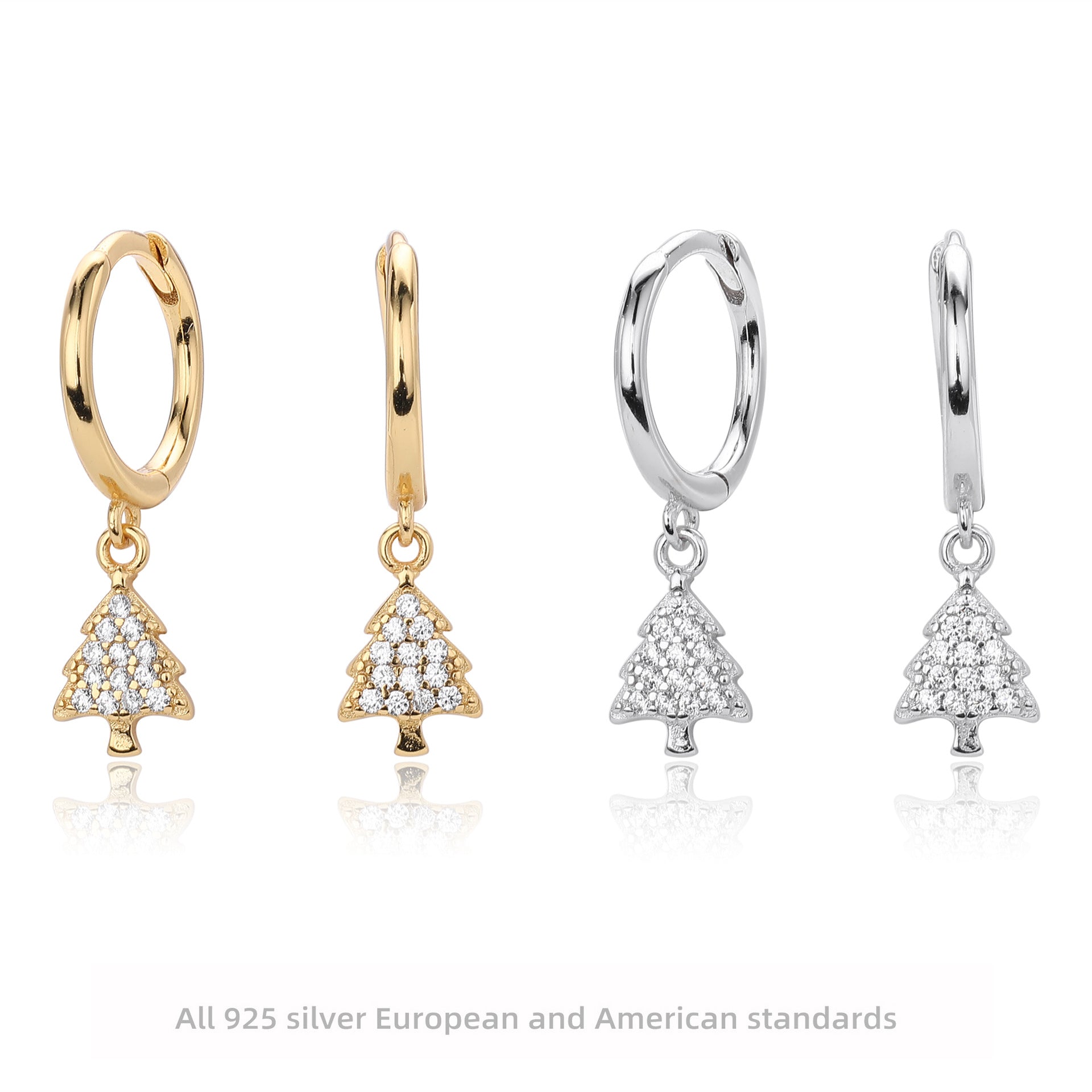 Damen Ohrhänger im stilvollen Weihnachtsbaum-Design aus hochwertigem 925 Sterling Silber Shop Nory