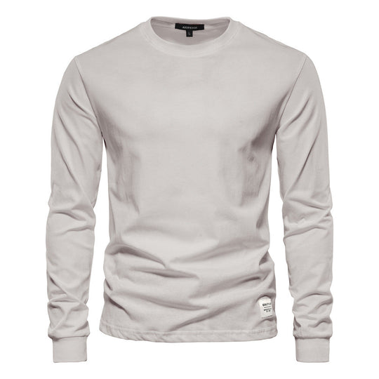 Herren nan klassisches langärmliges Baumwollshirt mit Rundhalsausschnitt und elastischen Bündchen