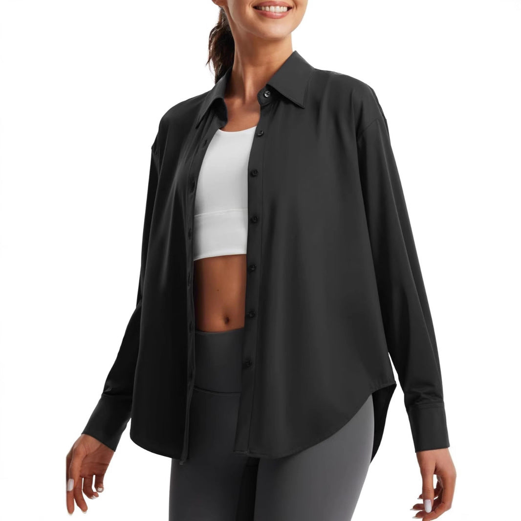 Damen Oversize-Bluse aus Stretch-Mikrofaser mit Hemdblusenkragen Shop Nory