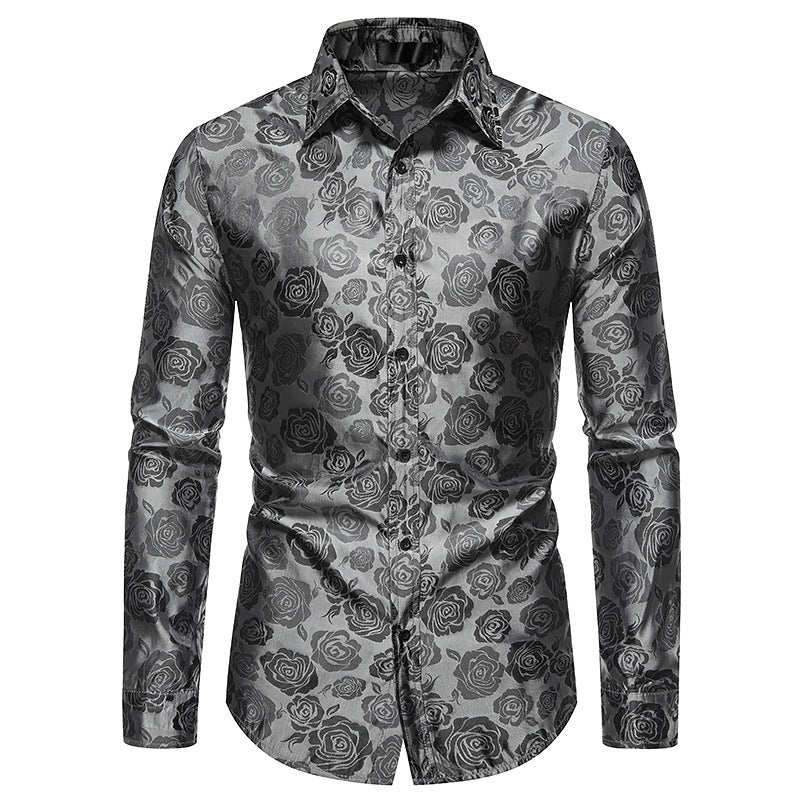 Herren Hemd mit floralen Prägungen und elegantem Glanz
