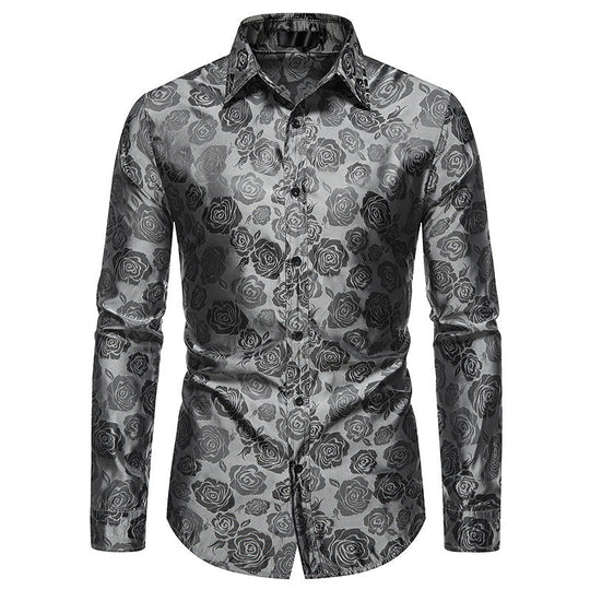 Herren Hemd mit floralen Prägungen und elegantem Glanz