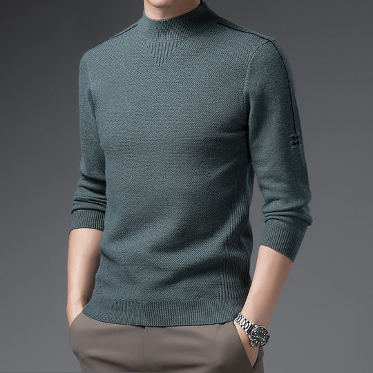 Herren Slim-Fit Strukturierter Feinstrickpullover mit kurzem Schlauchkragen und gerippten Säumen Shop Nory