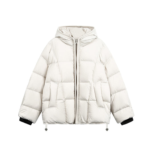 Damen Kurze Wattierte Kapuzenjacke mit Kordelzug und Reißverschluss Shop Nory