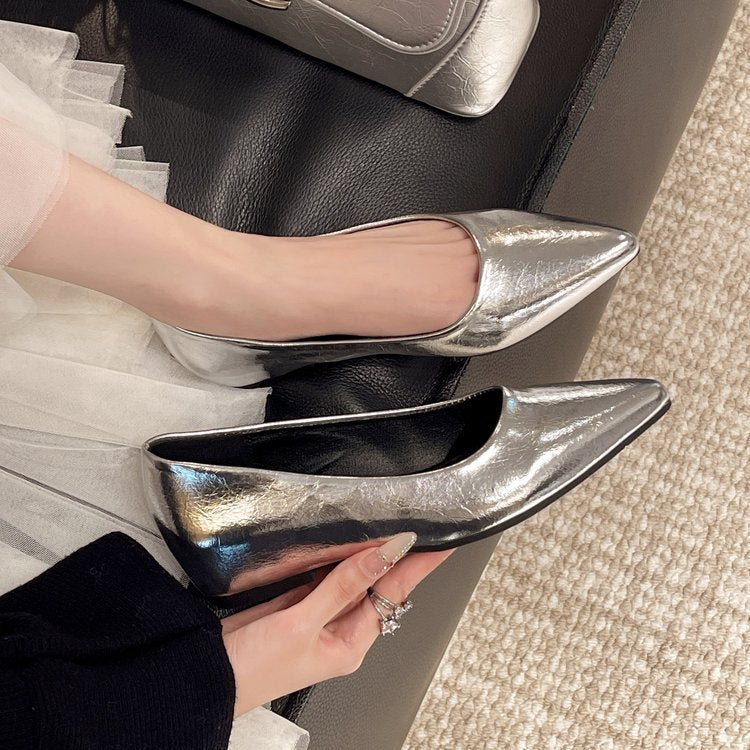 Damen modische spitze Ballerinas aus hochwertigem Leder